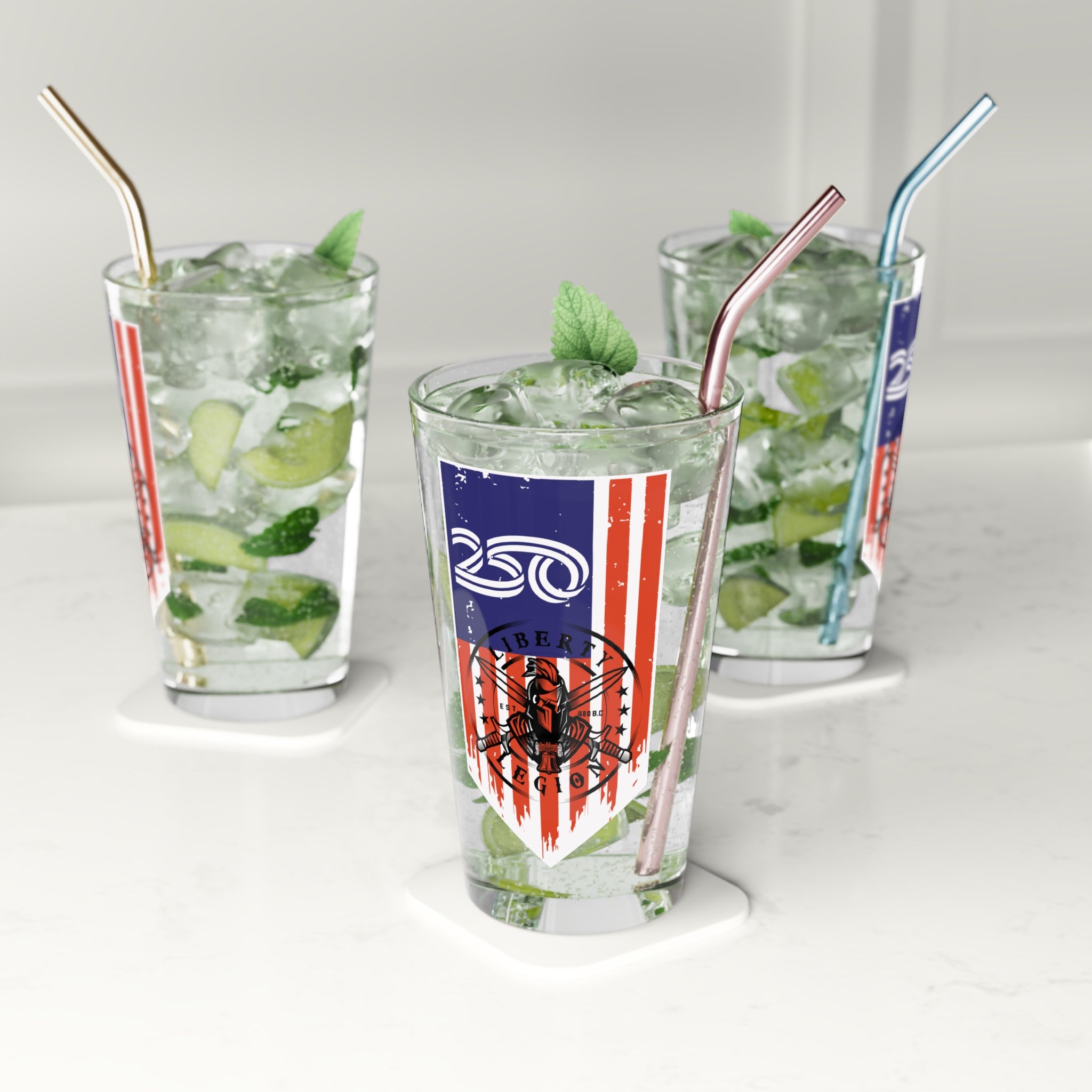 250 Vertical Flag - Pint Glass, 16oz.