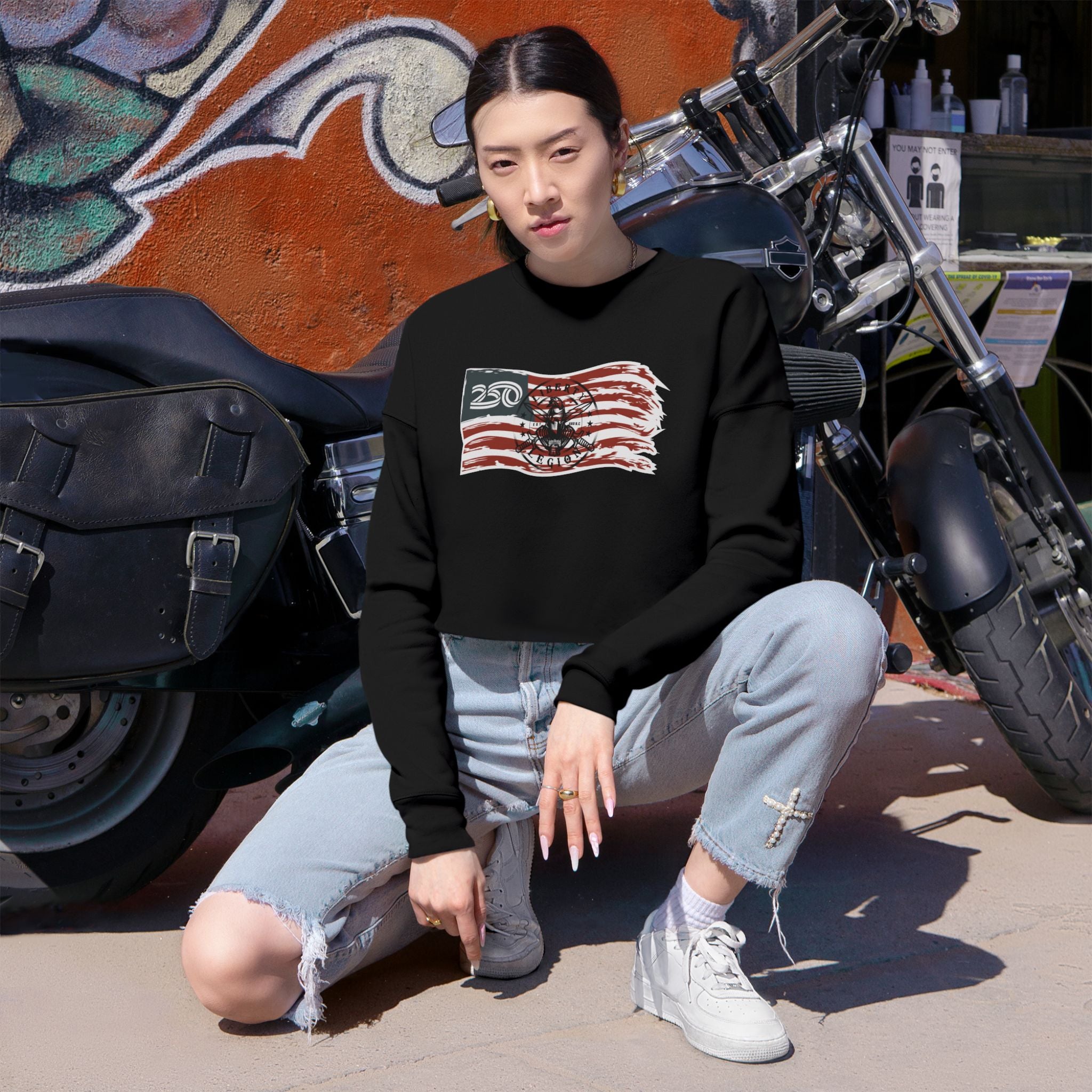 250 Flag - Women's Crop Sweatshirt