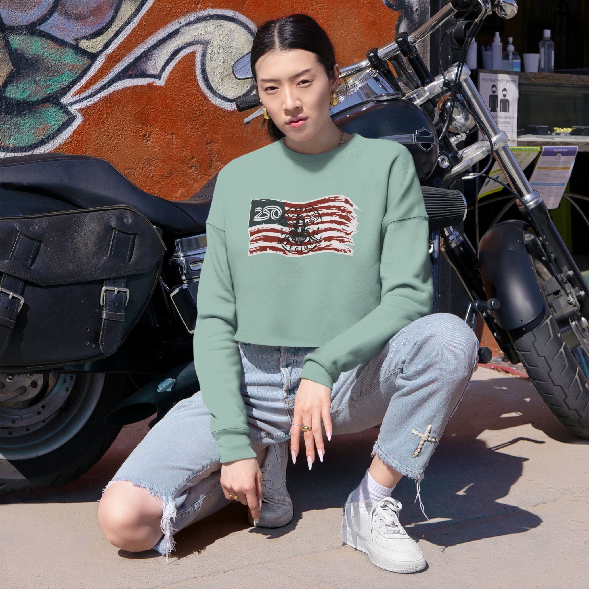 250 Flag - Women's Crop Sweatshirt