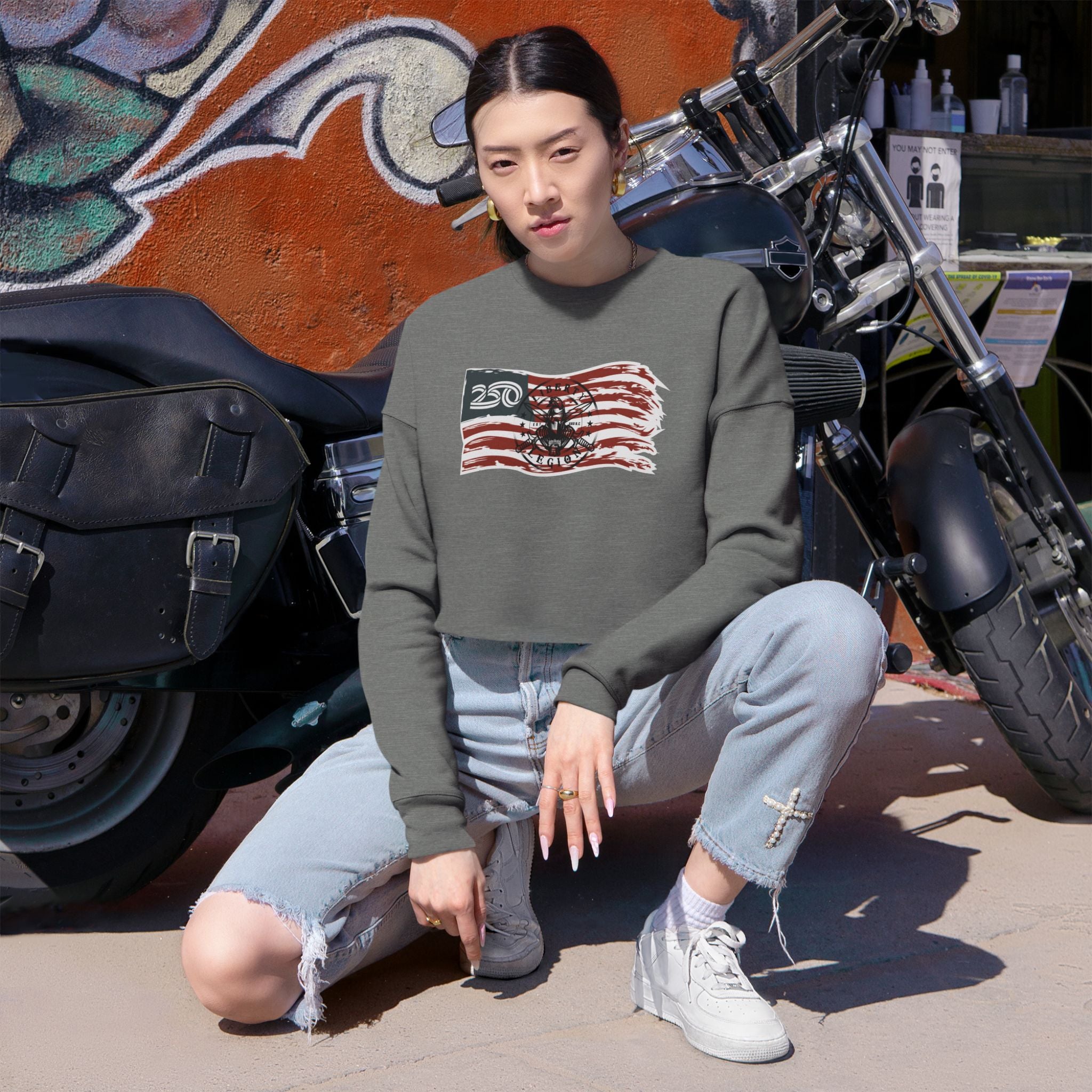 250 Flag - Women's Crop Sweatshirt